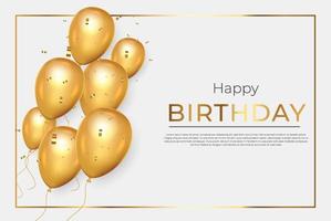 hermoso marco de feliz cumpleaños con globos y marco de fotos vector