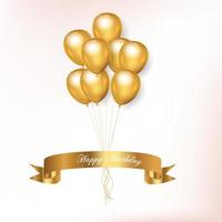 Birthday golden balloons background with realistic background vector