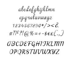 Handwritten italic alphabet set vector
