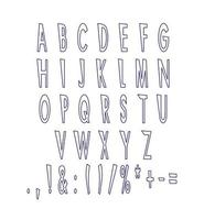 Amusing blue line style alphabet set vector