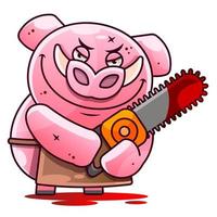 Cartoon pig coming out of a hole. Vector clip art illustration with simple gradients.