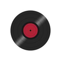 Black DJ vinyl record plate for a music player and white background. Vector Illustration