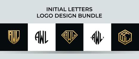 Initial letters AWL logo designs Bundle vector