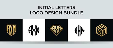 Initial letters AXM logo designs Bundle vector