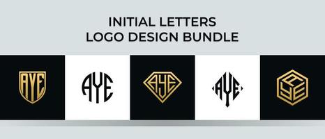 Initial letters AYE logo designs Bundle vector