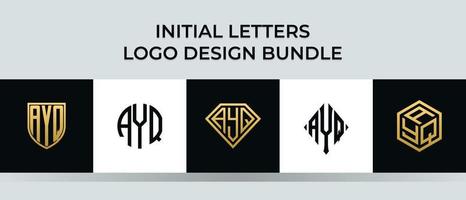 Initial letters AYQ logo designs Bundle vector