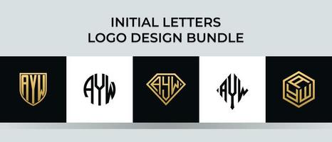 Initial letters AYW logo designs Bundle vector