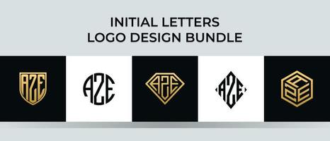 Initial letters AZE logo designs Bundle vector