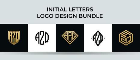 Initial letters AZQ logo designs Bundle vector