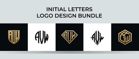 Initial letters AVW logo designs Bundle vector
