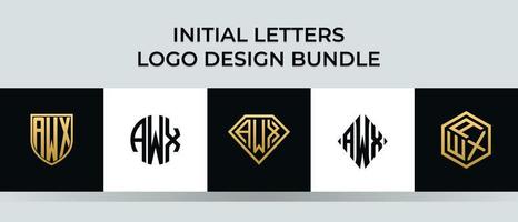 letras iniciales awx logo diseños paquete vector