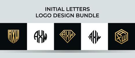 Initial letters AXW logo designs Bundle vector