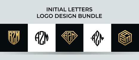 Initial letters AZM logo designs Bundle vector