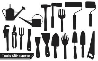 Collection of tools silhouettes vector