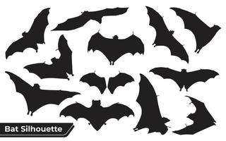 Flying bat silhouettes with wings vector