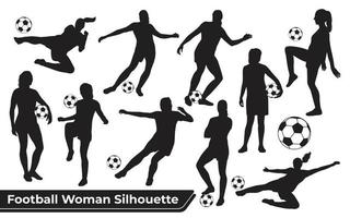 Collection of Football Sport silhouettes in different positions vector