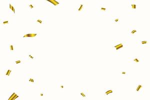 Golden confetti falling frame isolated on white background. Festival elements. Anniversary and birthday celebration. Confetti vector for carnival background. Shiny tinsel and confetti falling.