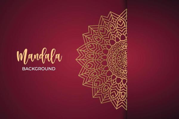 Luxurious mandala ornament background with golden pattern. Luxurious golden mandala vector. Decoration Arab-style mandala pattern on a red background. Luxury decoration mandala.