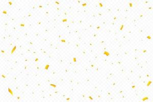 Golden confetti falling on transparent background. Festival elements. Anniversary and birthday celebration. Shiny tinsel and confetti falling. Simple confetti falling vector illustration.