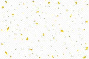 Golden confetti falling on transparent background. Festival elements. Anniversary and birthday celebration. Shiny tinsel and confetti falling. Simple confetti falling vector illustration.