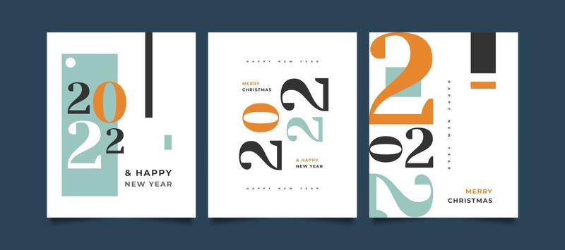 Happy New Year 2022 Poster Set Design with Elegant and Minimalist Style. New Year Celebration Design Template for Flyer, Poster, Brochure, Card, Banner or Postcard