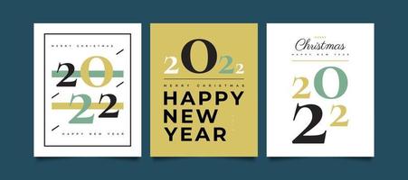 Happy New Year 2022 Poster Set Design with Elegant and Minimalist Style. New Year Celebration Design Template for Flyer, Poster, Brochure, Card, Banner or Postcard vector