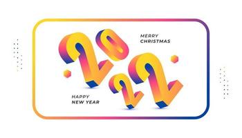 Happy New Year 2022 Banner or Poster with Colorful Numbers in 3D Style. New Year Celebration Design Template for Flyer, Poster, Brochure, Card, Banner or Postcard vector