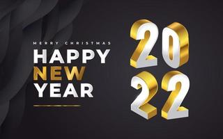 Elegant 2022 New Year Banner Design with 3D Numbers in White and Gold Style. New Year Celebration Design Template for Flyer, Poster, Brochure, Card, Banner or Postcard vector