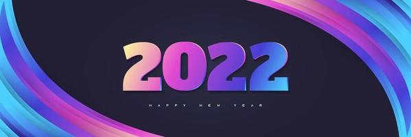 Happy New Year 2022 . 2022 New Year Banner or Poster with Colorful Numbers. 2022 Logo or Symbol. Holiday Vector Illustrations