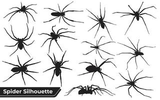 Colección de silueta de araña animal en diferentes poses. vector