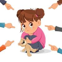 Concept of child abuse prevention. Crying girl vector