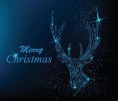 Merry Christmas and a Happy New Year greeting card with deer head with antlers vector