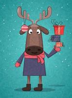 Christmas deer with presents vector