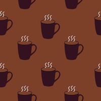 Hot Coffee Mug Seamless Pattern Mocha Background vector