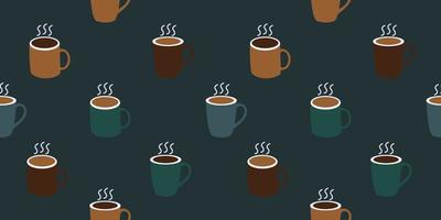 Coffee Mugs Seamless Pattern Navy Background vector