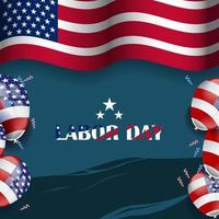 Happy labor day with american flag and balloon vector