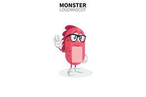 mascota de monstruo de dibujos animados, ilustración vectorial de una mascota de personaje de monstruo lindo