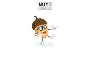 Cartoon nut mascot, vector illustration of a cute nut character mascot