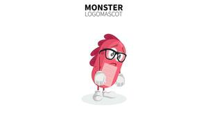 mascota de monstruo de dibujos animados, ilustración vectorial de una mascota de personaje de monstruo lindo
