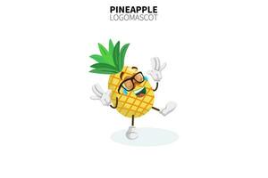 Cartoon pineapple fruit mascot, vector illustration of a cute pineapple fruit character mascot