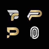 4 Initial P Logo Concepts with various styles vector