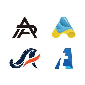 una colección de varios logotipos, iniciales a con varios estilos vector