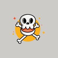 skull and bowl of soup cartoon style vector