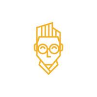 front perspective of a man wearing glasses in a minimalist line style vector