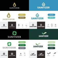 Logo design for hand sanitizer products including black and white version, color guide and philosophy vector