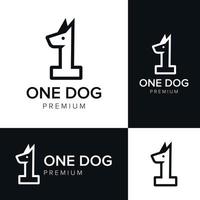 number 1 dog logo icon vector template