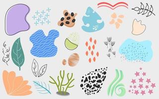 Hand Drawn Abstract Organic Shapes Background Premium Vector, Modern Hand Art Prints Bohemian Natural Themes, Big Set Graphic Element Pattern For Your Designs fabric, Texture Wallpaper and Backdrop vector