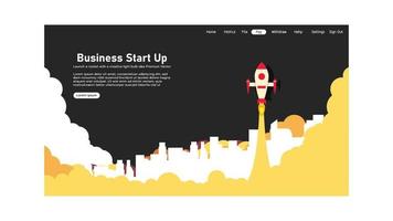 Startup Business Idea Landing Page Template Modern flat design concept with building blocks of business development. Web page design for mobile website vector illustration