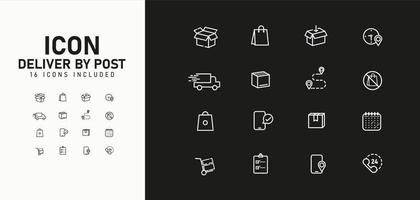 A collection of icons representing postal transport. And sending customer service and so on.