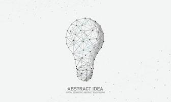 Vector incandescent bulbs with geometric lines It's a business idea. Low poly outline and dots Small white dots on a gray background Idea with triangle geometric origami light bulb abstract